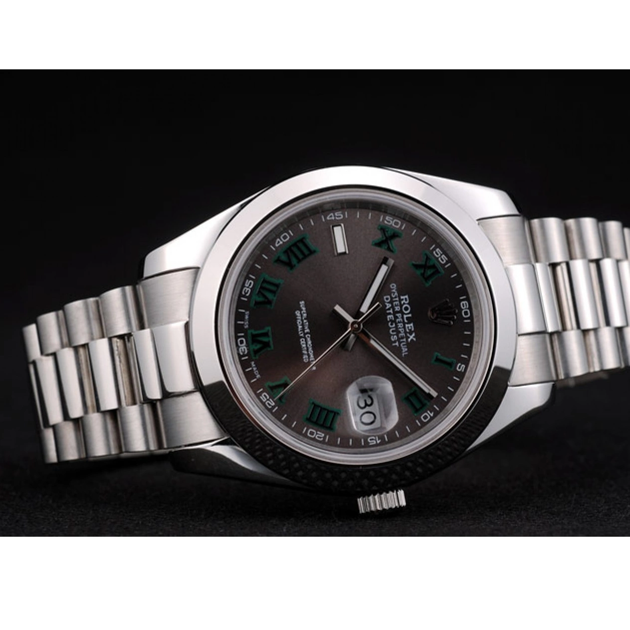 Aaa replica watch Grey Swiss Rolex Stainless Bezel DateJust Polished Dial Steel 42000 0617